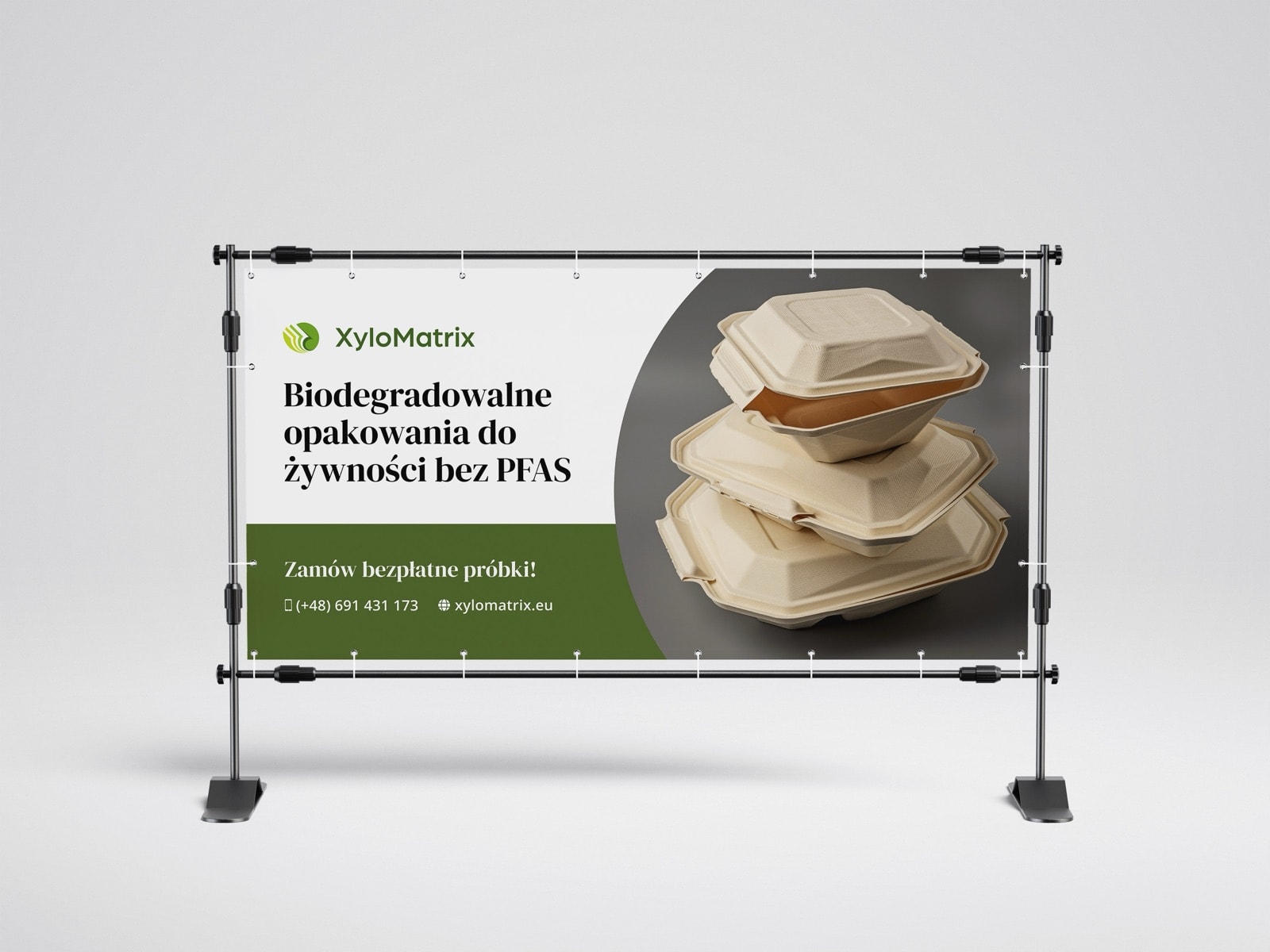 Wizualizacja baneru wielkoformatowego XyloMatrix na targach